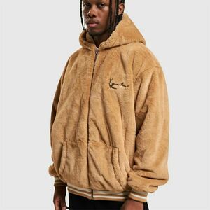 Pulcsi Karl Kani Metal Signature OS Fur Full Zip Hoodie Sand kép