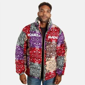 Téli kabát Karl Kani Retro Paisley Corduroy Puffer Jacket dark red/multicolor kép