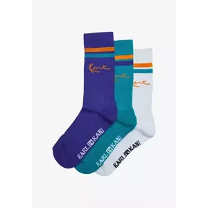 Karl Kani Signature Stripes 3 Pack Socks white/purple/petrol kép