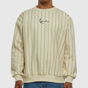 Pulcsi Karl Kani Small Signature Ziczac Pinstripe Crew off white/black kép