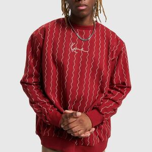 Pulcsi Karl Kani Small Signature Ziczac Pinstripe Crewneck dark red/off white kép