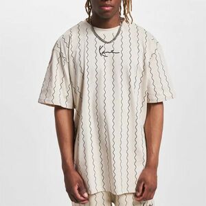 Pólo Karl Kani Small Signature Ziczac Pinstripe Tee off white/black kép