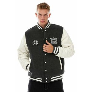 Mass Denim Athletic Baseball Jacket dark heather grey kép