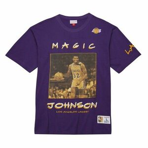 Mitchell & Ness T-shirt Heavyweight Premium Player Tee Vintage Logo Los Angeles Lakers purple kép