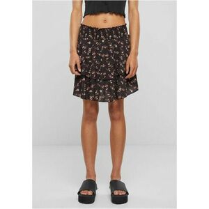 Urban Classics Cloud5ive Damen kurzer Volantrock mit breiten Bund Blumen Print black kép