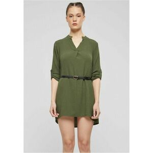 Urban Classics Cloud5ive Damen Longform Musselin Turn-Up Shirt mit Gürtel green kép