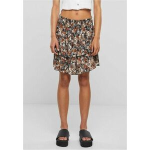 Urban Classics Cloud5ive Damen Rock Mini Stufenrock Blumen Print 2-lagig black/multicolor kép