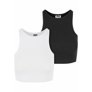 Urban Classics Ladies Organic Cropped Rib Top 2-Pack white+black kép