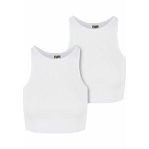 Urban Classics Ladies Organic Cropped Rib Top 2-Pack white/white kép