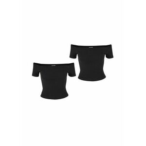 Urban Classics Ladies Organic Off Shoulder Rib Tee 2-Pack black+black kép