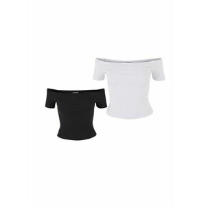 Urban Classics Ladies Organic Off Shoulder Rib Tee 2-Pack black+white kép