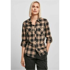 Urban Classics Ladies Turnup Checked Flanell Shirt black/softtaupe kép