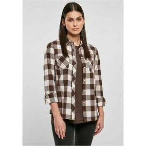 Urban Classics Ladies Turnup Checked Flanell Shirt pink/brown kép