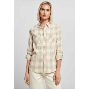 Urban Classics Ladies Turnup Checked Flanell Shirt whitesand/lighttaupe kép