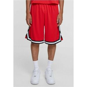 Urban Classics Stripes Mesh Shorts cityred/black/white kép