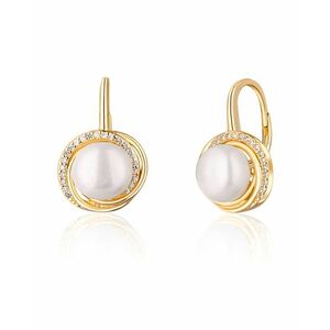 JwL Luxury Pearls JwL Luxury Pearls Luxus sárga aranyozott fülbevaló valódi folyami gyöngyökkel JL0768 kép