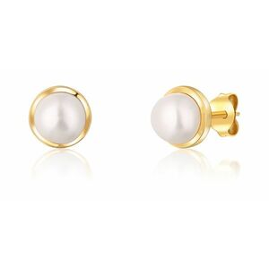 JwL Luxury Pearls JwL Luxury Pearls Aranyozott fülbevaló folyami gyönggyel JL0735 kép