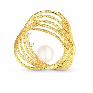 JwL Luxury Pearls JwL Luxury Pearls Aranyozott gyöngy bross igazgyönggyel és cirkónium kövekkel JL0846 kép