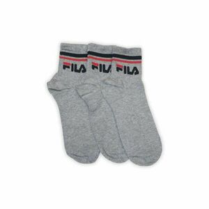 Fila unisex pamut zokni - rövid állású zokni - bordázott szár - 3 pár - szürke - 39-42 kép