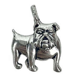 Fémmedál, bulldog, platina, 1, 5x1, 9 cm kép