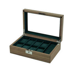 Rothenschild watch box walnut RS-2442-W for 8 watches &amp; cufflinks kép