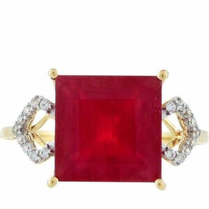 Arany Gyűrű Thai Rubinnal és Természetes Cirkónnal, PCY10314/57 kép