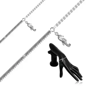 925 Ezüst karkötő - szögletes lánc, ovális láncszemek, csikóhallal kép