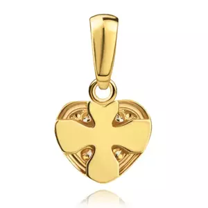 585 kombinált arany medál - szív átlátszó cirkóniákkal, máltai kereszt kép
