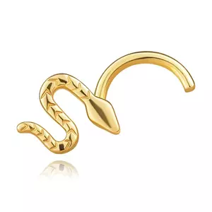 585 sárga arany ívelt orr piercing - kígyó strukturált testtel kép