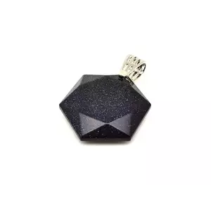 Hexagon medál Goldstone kék 3cm kép