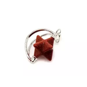 Merkaba medál fémmel goldstone vörös 2x3cm kép