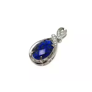 Ovális medál fém str faz Lapis lazuli 2x4cm kép