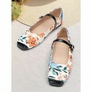 női virágmintás mary jane flats - stílusos pántos cipő színes dizájnnal tavaszi és nyári viselethez Lightinthebox kép
