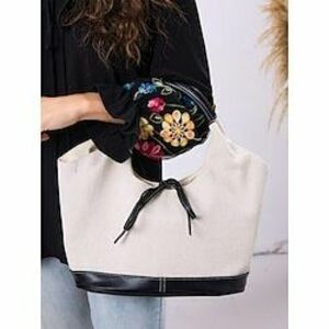 női hímzett virágos táska - stílusos szövött kézitáska bőr szegéllyel, hétköznapi és formális használatra Lightinthebox kép