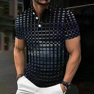 férfi alkalmi 3d mintás póló szett napi viselet rövid ujjú turndown pólók fekete tavaszi és nyári s m l mikroelasztikus hajtókás póló Lightinthebox kép