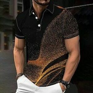 férfi alkalmi 3d mintás póló szett napi viselet rövid ujjú turndown pólók fekete tavaszi és nyári s m l mikroelasztikus hajtókás póló Lightinthebox kép