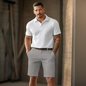 Férfi Rövidnadrágok Chino Shorts Bermuda nadrág Cipzár Gomb Zseb Sima Mokaszinok Légáteresztő Rövid Hétköznapi Napi Szabadság Pamut keverék Divat Divatos és modern Fekete Fehér Lightinthebox kép