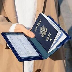 1db útlevéltartó utazótáska útlevél és vakcinakártya tartó kombinált vékony utazási kiegészítők útlevél pénztárca uniszex bőr útlevél borító védő vízálló vakcinakártya nyílással Lightinthebox kép