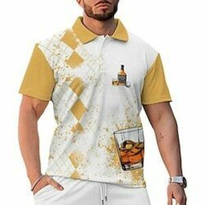 3d borospalack férfi alkalmi mintás póló szett hétköznapi viselet 95% poliészter 5% spandex rövid ujjú turndown pólók fehér tavaszi nyári s m l mikroelasztikus hajtóka póló Lightinthebox kép