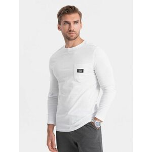 Ombre Clothing Kényelmes fehér hosszú ujjú póló V5-L156 kép