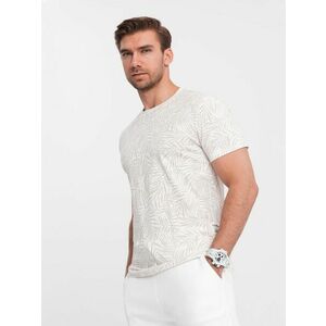 Ombre Clothing Bézs póló pálma levél motívummal V1 TSFP-0182 kép