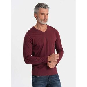 Ombre Clothing Hosszú ujjú bordó póló V-nyakkivágással V8 LSBL-0108 kép