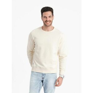 Ombre Clothing Krém színű sima pulóver v11 SSBN-0175 kép