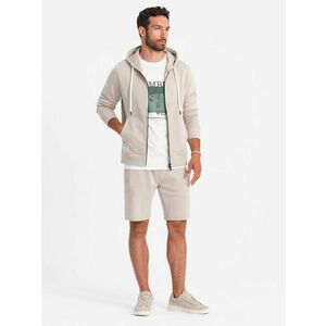 Ombre Clothing Hamu színű rövid melegítő együttes ( cipzáras pulcsi+bermuda) V1-Z76 kép