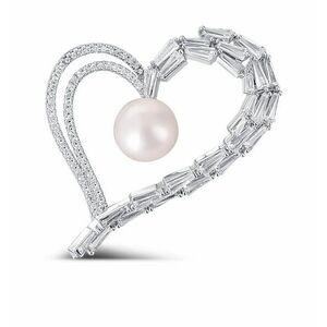 JwL Luxury Pearls JwL Luxury Pearls Csillogó aszimmetrikus bross valódi gyönggyel és kristályokkal JL0696 kép