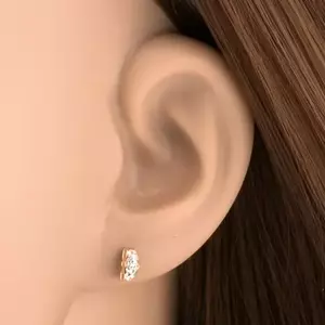 Beszúrós fülbevaló 14K sárga aranyból - Swarovski kristályokkal kirakott ív kép