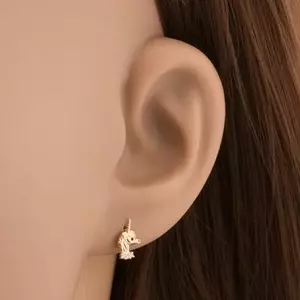 14K sárga arany fül piercing - egyszarvú, cirkóniás sáv kép