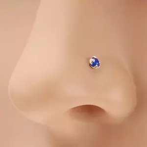 14K sárga arany orrpiercing - apró sötétkék cirkónia, 1, 5 mm kép