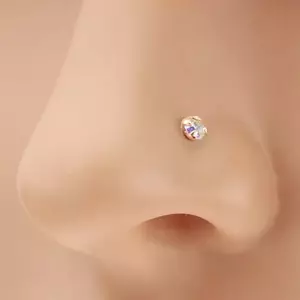 14K sárga arany, egyenes szárú piercing - szivárvány cirkóniával, 1, 5 mm kép