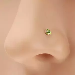 Orrpiercing 14K sárga aranyból - világoszöld csillogó cirkónia, 1, 5 mm kép